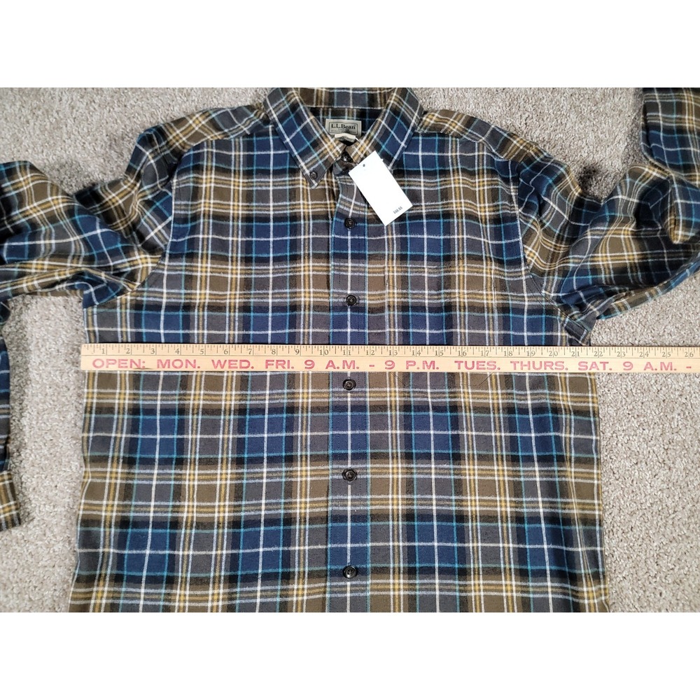 NWT LL Bean Scotch Plaid Flannel Shirt Medium Blue Brown Mens Traditional Fit - Picture 13 of 16